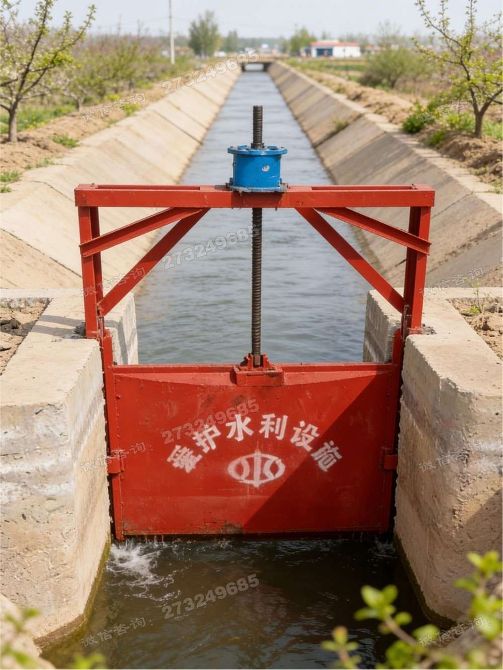 满城灌区红色钢制闸门